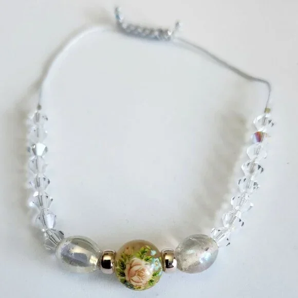 Classic Multi Crystal Sterling Silver Adjustable Bracelet - Picture 4 of 7